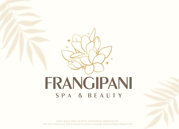 Spa de belleza con logotipo minimalista de lujo de flores de frangipani