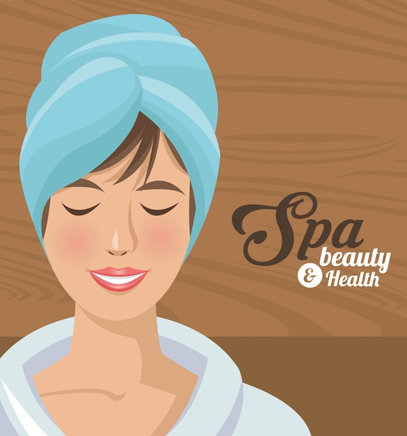 Spa belleza y salud mujer sonriendo con cabeza de toalla