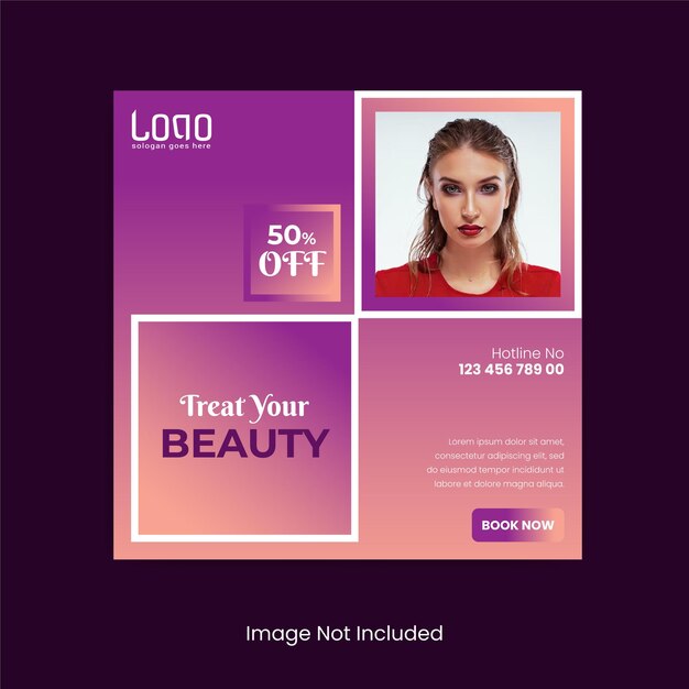 Vector spa y cuidado de la belleza redes sociales o diseño de plantilla de publicación de instagram