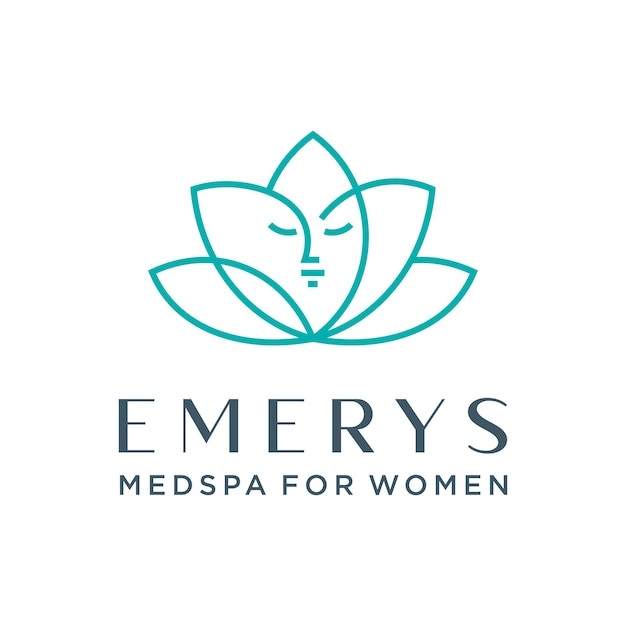 Spa médico para mujeres con diseño de logotipo de arte de línea de loto