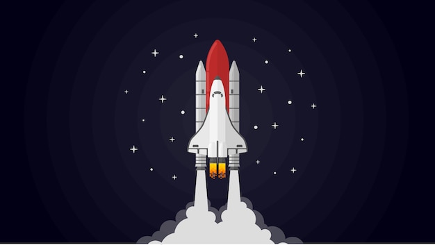 Space Shuttle Rocket Wallpaper en diseño plano