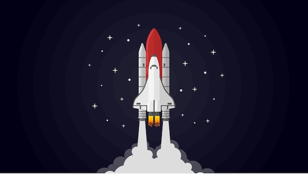 Space shuttle rocket wallpaper en diseño plano