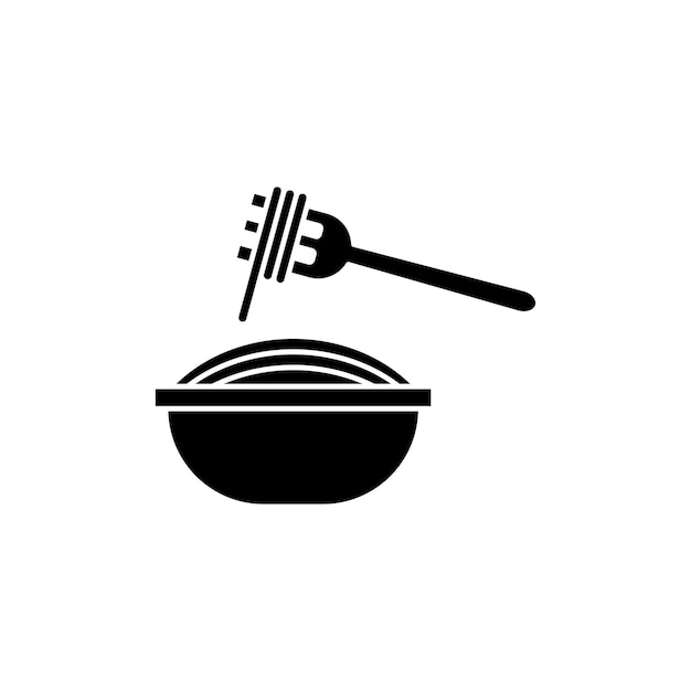 Spaghetti Icon Set Food Noodle Pasta Símbolo vectorial en un estilo de tenedor lleno y delineado en negro y signo de sabores italianos bolognese