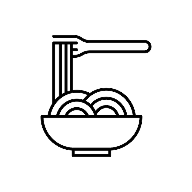 Spaghetti Pasta Icon Set Pasta Plato cuenco símbolo vectorial de alimentos en un estilo de relleno y delineado negro Señal de tomate Gourmet Noodle