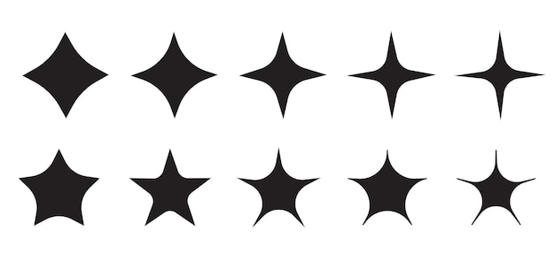 Sparkle Star Icon Set Vector Ilustración de acciones Diferentes formas de estrellas constelaciones galaxias