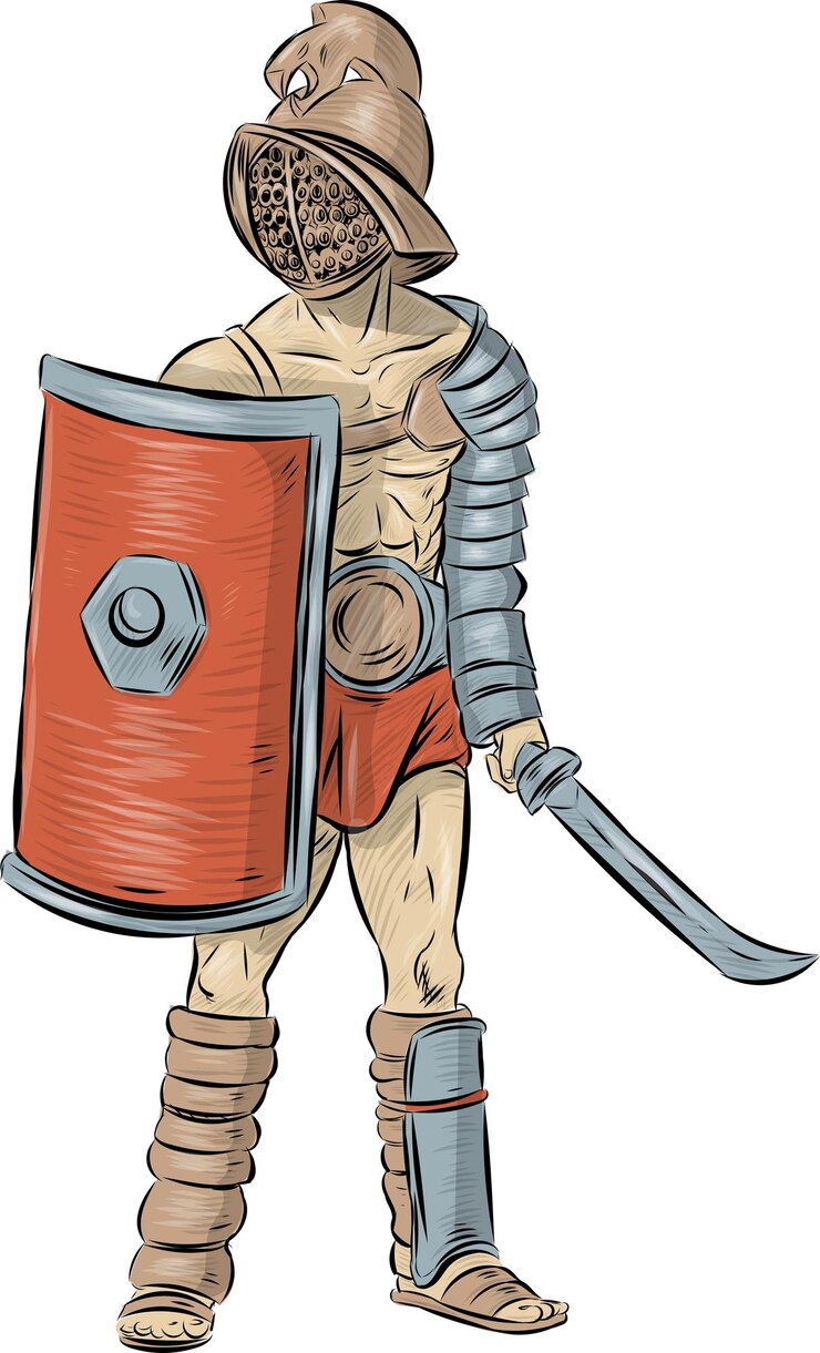 SpartacusGladiator guerrero dibujado a mano