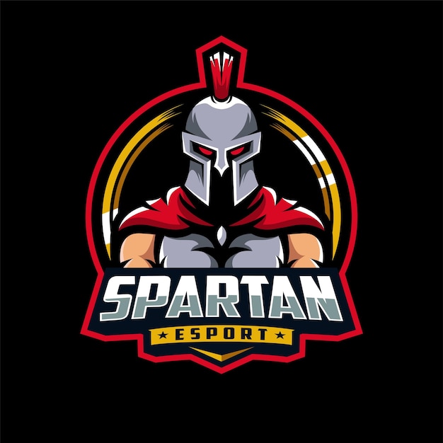 Spartan Gaming Mascot Logo Design Template Inspiración, ilustración vectorial.