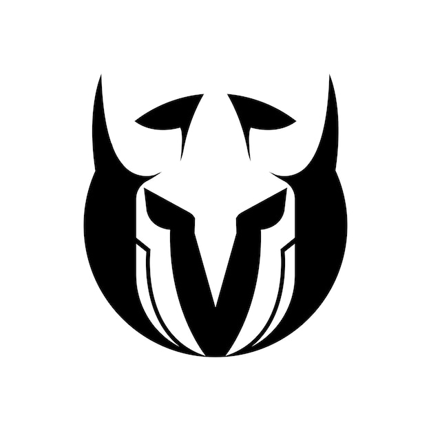 Spartan Logo Design Vector VIking Guardian Fighter Casco de guerrero griego simple