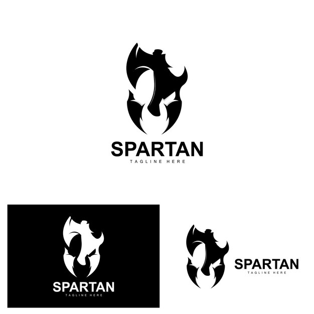 Spartan Logo Guerra Casco Traje Vector Bárbaro Armadura Icono Viking Gimnasio Ajuste Diseño Fitness