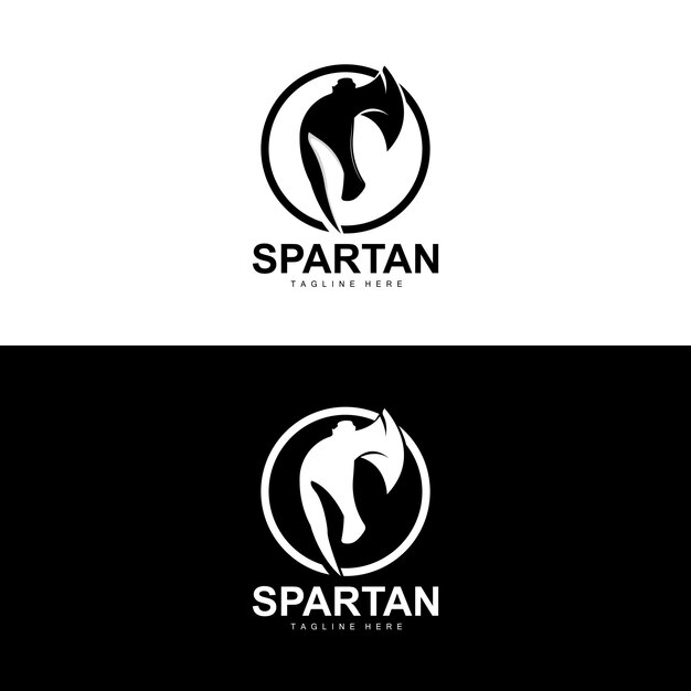 Spartan logo guerra casco traje vector bárbaro armadura icono viking gimnasio ajuste diseño fitness