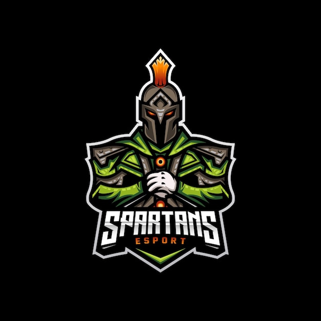 Spartan Mascot Esport Ilustración del diseño del logotipo para el club de juegos