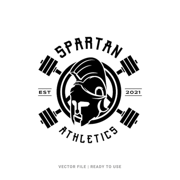 Spartan warrior fitness atletismo insignia logotipo diseño de icono vector concepto de logotipo para el negocio de fitness