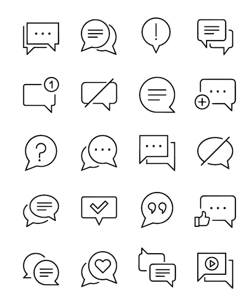 SPEECH BUBBLE Conjunto de trazos editables de vector de íconos de línea delgada