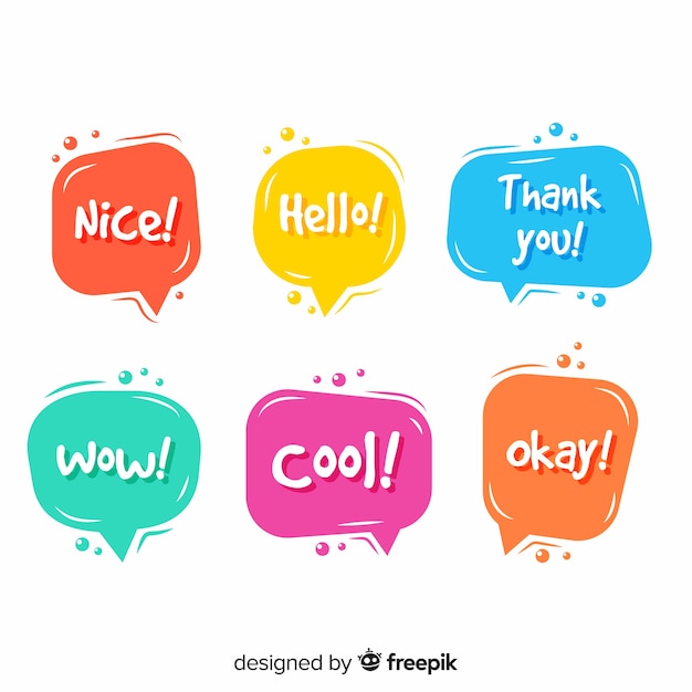 Vector speech bubbles en diferentes colores con expresiones