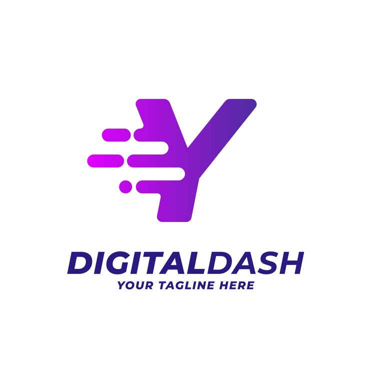 Vector y speed blur and dash filo inicial digital alfabeto letra logo vector icono ilustración
