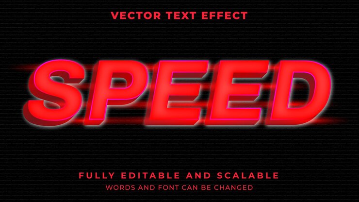 Vector speed racer con efecto de texto editable de estilo gráfico de neón