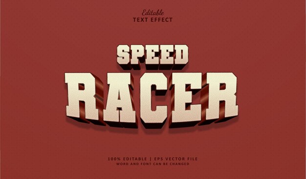 Speed Racer estilo de efecto de texto editable 3d vintage