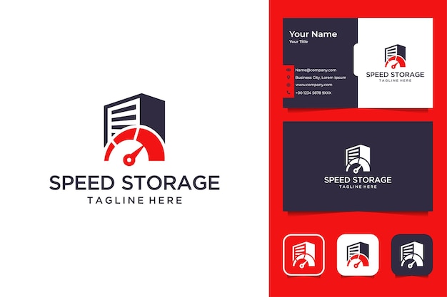 Speed storage diseño de logotipo moderno y tarjeta de visita.