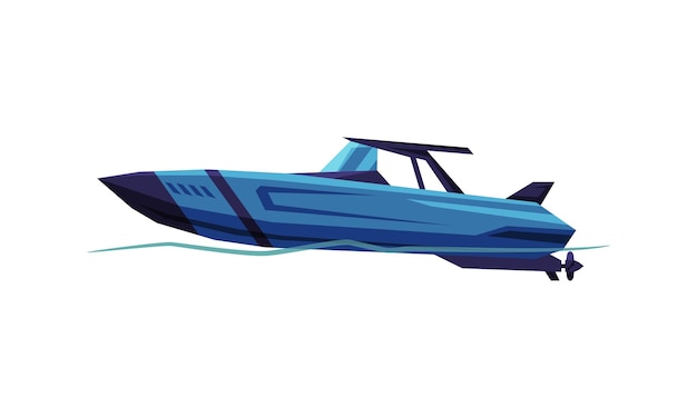 Vector speedboat blue sailboat ilustración vectorial de transporte motorizado náutico moderno