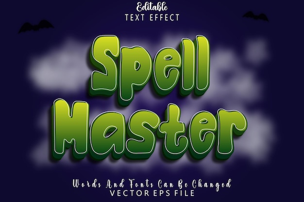 Spell Master Editable Text Effect Relieve Estilo de dibujos animados