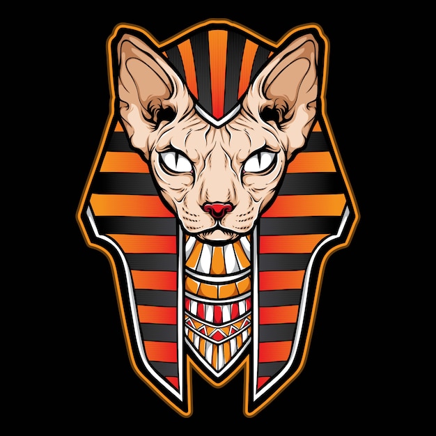 Vector sphynx cat logo egipcio