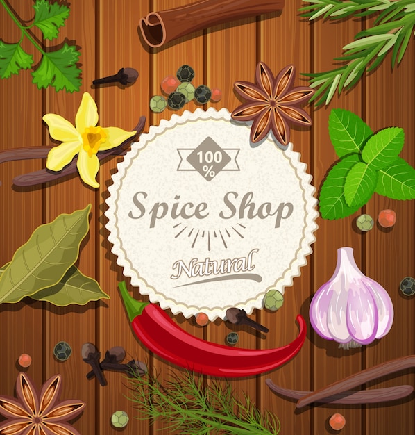 Vector spice tienda de papel emblema.