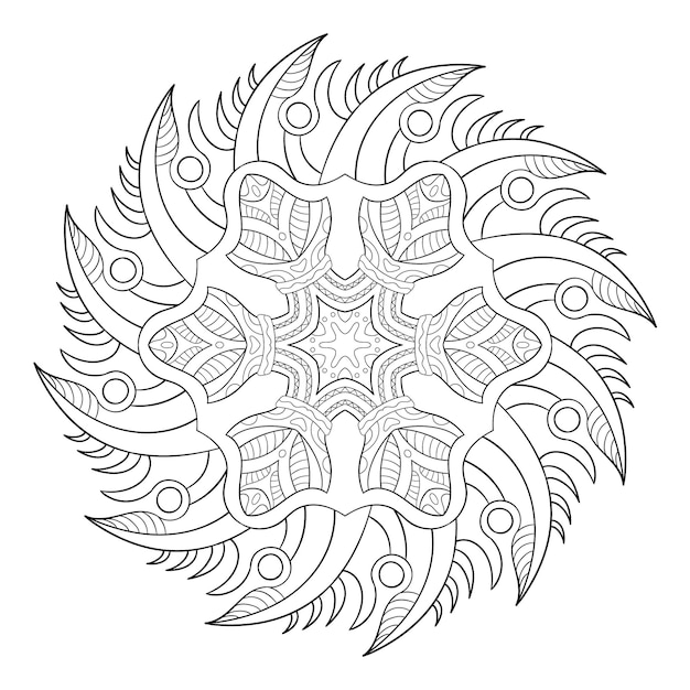 Spike flor mandala diseño simple para colorear