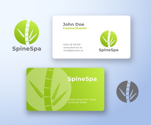 Spine spa resumen logotipo y tarjeta de visita