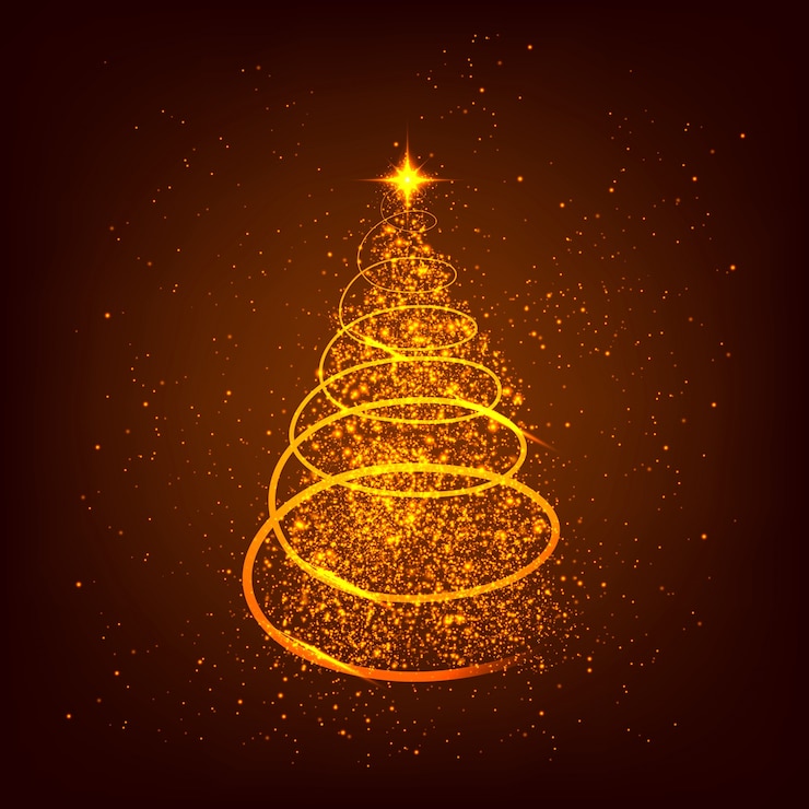 Vector spiral golden xmas tree