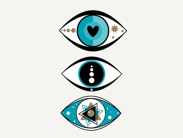 Spiritual Occult Eye Good Luck Charm Symbol Bohemian Esoteric Amulet Cartoon Sign Graphic Mystique