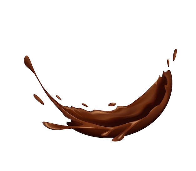 Splash de chocolate aislado sobre fondo blanco Vector