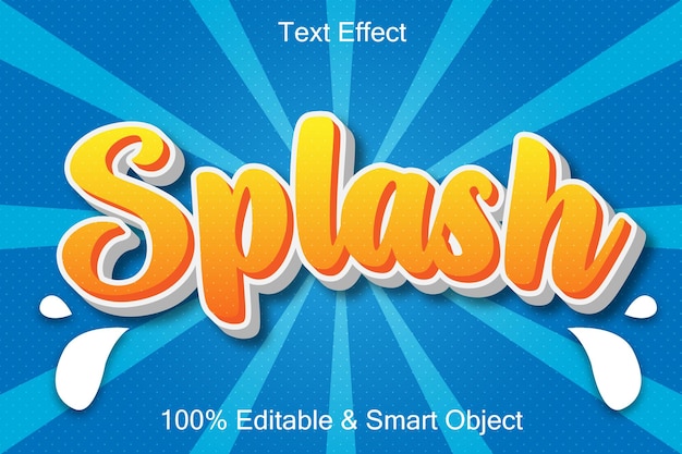 Splash editable text effect 3 dimension relieve estilo de dibujos animados