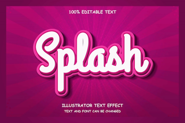 Splash, efecto de texto editable 3d estilo de sombra moderno rosa