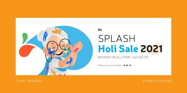 Splash holi sale diseño de plantilla de portada de facebook