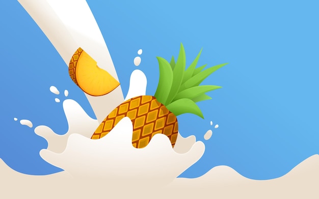 Splash de leche de piña Batido de cóctel Yogur de piña