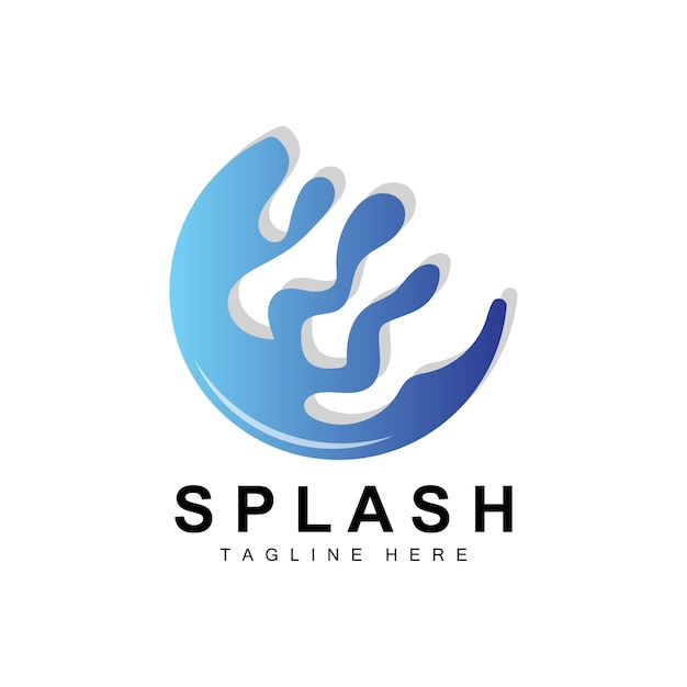 Splash Logo Agua Onda Icono Burbuja Vector Agua Logo Arte Plantilla Ilustración