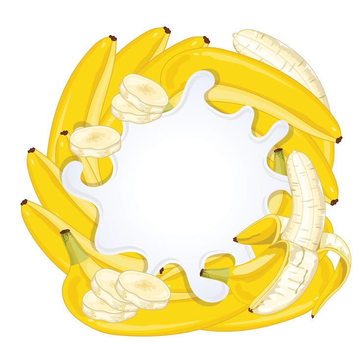 Vector splash de yogur aislado con plátano
