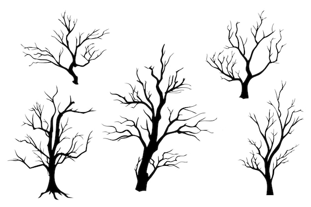 Spooky bare tree silhouette vector graphic design illustration