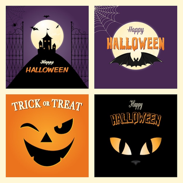 Vector spooky halloween card pack