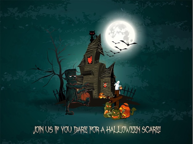 Spooky Halloween Vintage Background para unirse a la fiesta de Halloween Vector Resource for Graphic