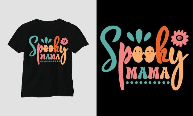 Spooky mama - diseño de camiseta estilo groovy