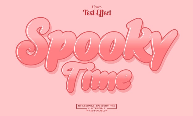 Spooky time diseño de efecto de texto editable de dibujos animados modernos