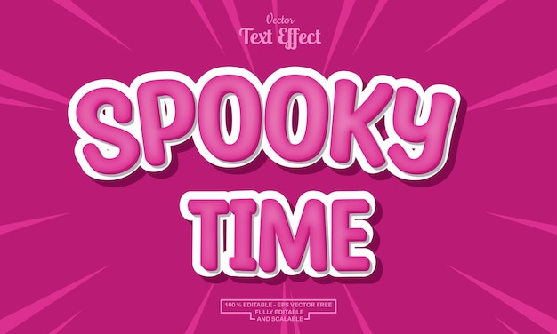 Spooky Time diseño de efecto de texto editable de dibujos animados modernos