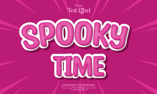 Spooky time diseño de efecto de texto editable de dibujos animados modernos