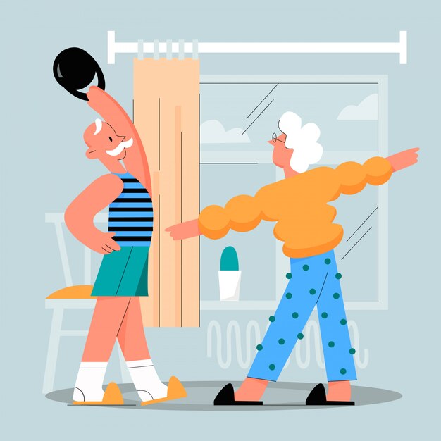 Sport family home ejercicio ilustración plana
