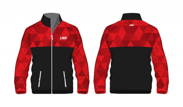 Sport polygon Jacket plantilla roja y negra para el diseño sobre fondo blanco. Ilustración vectorial eps 10.