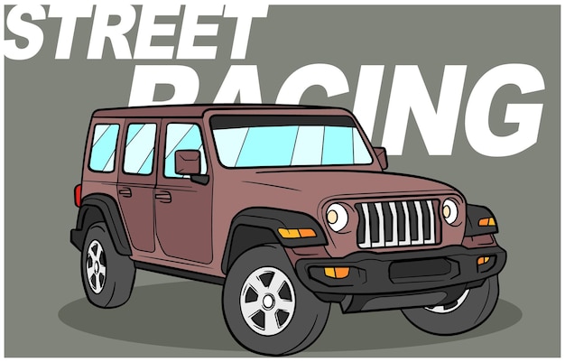 Sport Racing Car SUV Vector Ilustración