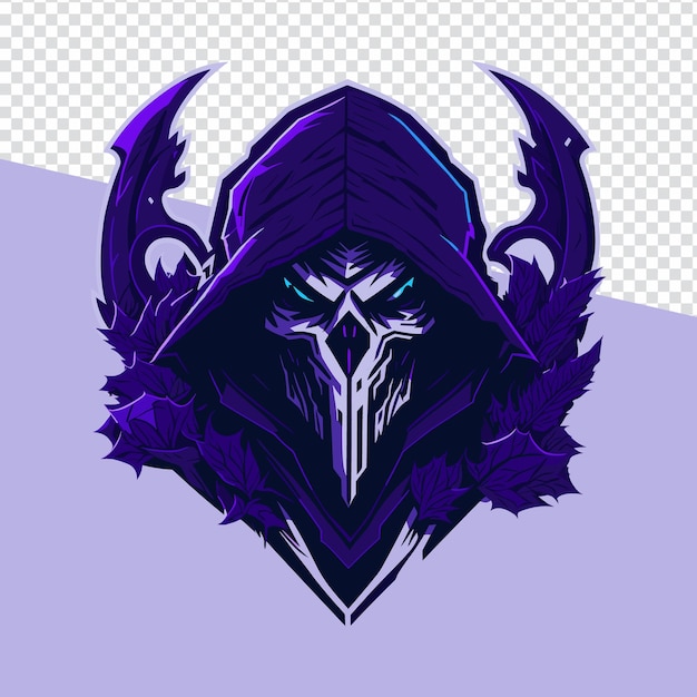 Sport Teams' Mighty Mascot Purple Grim Reaper Logo Ilustración para ESports y Atletismo