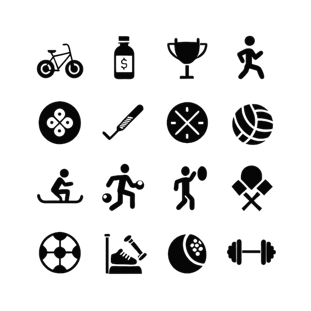 Sports and Fitness Icon Set Collection Vector for UI Documents Websites and Mobile Applications