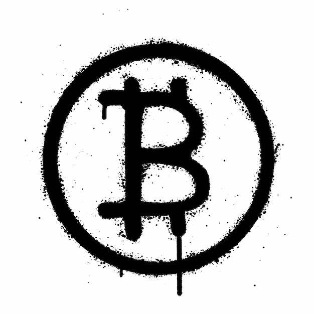 Spray de graffiti Bitcoin aislado en un fondo blanco